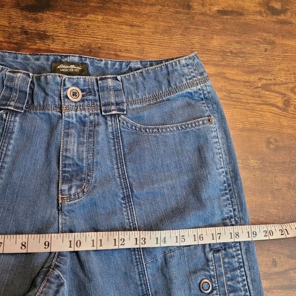 Eddie Bauer Cargo Capri Jeans 4 Mercer Fit Mid Rise Flap Pockets Cotton - Picture 5 of 9